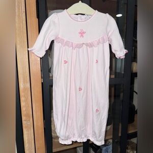 Kissy Kissy gown pima ballet embroidered newborn baby girl ruffle floral pink